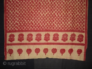 Floral Block Printed Cotton Patka(Head Cover)From Nakhatrana,District of Kutch,Gujarat,India.Its size is 70X440cm.Condition is very good.Its Rare piece of Patka(DSC08125 New).             