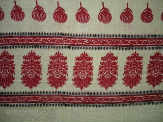 Floral Block Printed Cotton Odhana From Nakhatrana,District of Kutch,Gujarat,India.Its size is 140X270cm.Condition some very small holes.Its Rare piece of Odhana(DSC01756 New).            