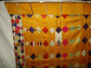 Phulkari From West(Pakistan)Punjab.India.known As Vari-Da-Bagh,Very Rare influence of Multi-colour Side Ghunghat with Multi colour squares in the Middle(DSC00825 New).              