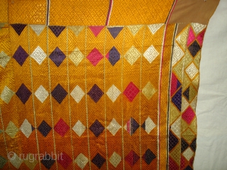 Phulkari From West(Pakistan)Punjab.India.known As Vari-Da-Bagh,Very Rare influence of Multi-colour Side Ghunghat with Multi colour squares in the Middle(DSC00825 New).              