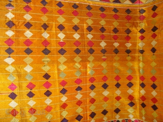 Phulkari From West(Pakistan)Punjab.India.known As Vari-Da-Bagh,Very Rare influence of Multi-colour Side Ghunghat with Multi colour squares in the Middle(DSC00825 New).              