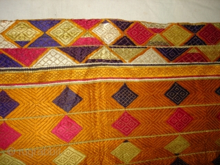 Phulkari From West(Pakistan)Punjab.India.known As Vari-Da-Bagh,Very Rare influence of Multi-colour Side Ghunghat with Multi colour squares in the Middle(DSC00825 New).              