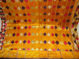 Phulkari From West(Pakistan)Punjab.India.known As Vari-Da-Bagh,Very Rare influence of Multi-colour Side Ghunghat with Multi colour squares in the Middle(DSC00825 New).              