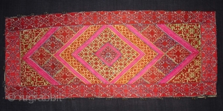 Pillow-Cover,Swat Valley(Pakistan).Cotton embroidered with floss silk.with woollen Braiding and Tassels.Its size is 36cm x 88cm(DSC02770 New).                 