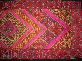 Pillow-Cover,Swat Valley(Pakistan).Cotton embroidered with floss silk.with woollen Braiding and Tassels.Its size is 36cm x 88cm(DSC02770 New).                 