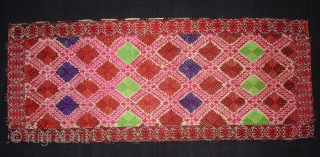 Pillow-Cover,Swat Valley(Pakistan).Cotton embroidered with floss silk.with woollen Braiding and Tassels.Its size is 36cm x 88cm(DSC02770 New).                 