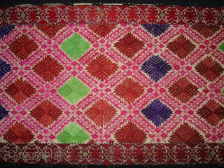 Pillow-Cover,Swat Valley(Pakistan).Cotton embroidered with floss silk.with woollen Braiding and Tassels.Its size is 36cm x 88cm(DSC02770 New).                 