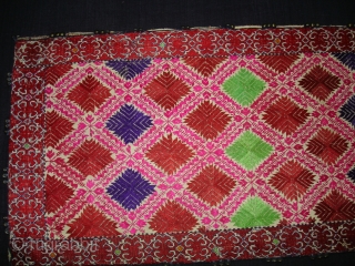 Pillow-Cover,Swat Valley(Pakistan).Cotton embroidered with floss silk.with woollen Braiding and Tassels.Its size is 36cm x 88cm(DSC02770 New).                 