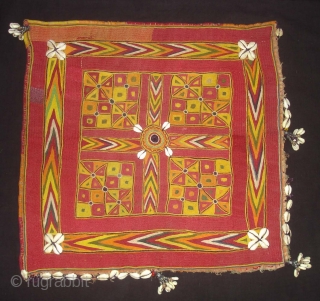 Ceremonial Banjara Chakla From Karnataka,South India.Embroidered on cotton.C.1900.Its size is 44cmX45cm(DSC03257 New).                     