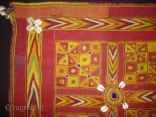 Ceremonial Banjara Chakla From Karnataka,South India.Embroidered on cotton.C.1900.Its size is 44cmX45cm(DSC03257 New).                     