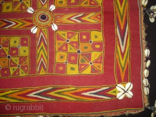 Ceremonial Banjara Chakla From Karnataka,South India.Embroidered on cotton.C.1900.Its size is 44cmX45cm(DSC03257 New).                     