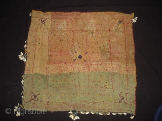 Ceremonial Banjara Chakla From Karnataka,South India.Embroidered on cotton.C.1900.Its size is 44cmX45cm(DSC03257 New).                     