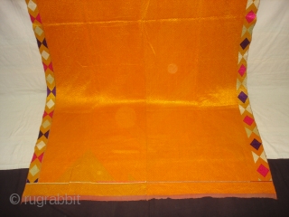 Phulkari From West(Pakistan)Punjab. India.known As Vari-Da-Bagh ,With Rare influence of Colour Change of Embroidery Threads with two Side Borders(DSC07072 New).             