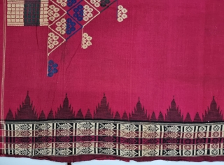 Sari( Devadasi Sari  or Viman Kusumi Sari ) From Orissa,Orissa is an eastern state of India,on the Bay of Bengal. Sari of red cotton bordered by black stripes, the plain weave  ...