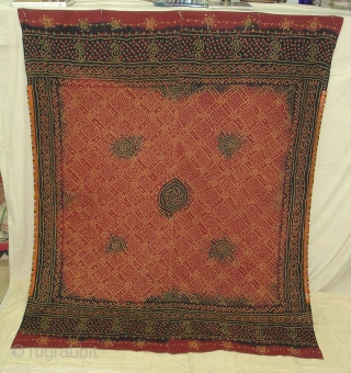 Tie and Dye(Cotton)Odhani From Kutch Gujarat, India.This were traditionally used mainly by Bhanushali family of Kutch Gujarat. India.C.1900.Its size is 170cmx215cm(DSC06019 New).           