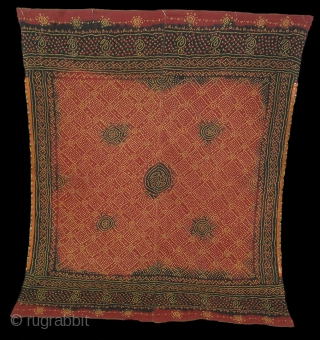 Tie and Dye(Cotton)Odhani From Kutch Gujarat, India.This were traditionally used mainly by Bhanushali family of Kutch Gujarat. India.C.1900.Its size is 170cmx215cm(DSC06019 New).           