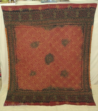 Tie and Dye(Cotton)Odhani From Kutch Gujarat, India.This were traditionally used mainly by Bhanushali family of Kutch Gujarat. India.C.1900.Its size is 170cmx215cm(DSC06019 New).           