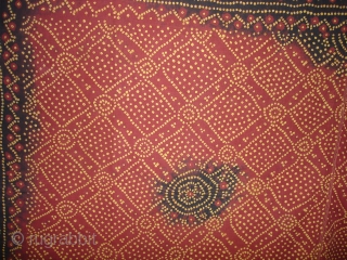 Tie and Dye(Cotton)Odhani From Kutch Gujarat, India.This were traditionally used mainly by Bhanushali family of Kutch Gujarat. India.C.1900.Its size is 170cmx215cm(DSC06019 New).           