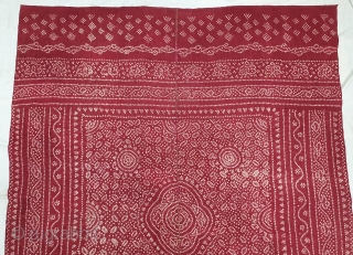 Ceremonial Tie and Dye Odhani(Shawl),Tie and Dye Work on the Khadi-Cotton From Kutch Region of Gujarat, India. c.1900. Its size is 166cmX213cm. This were Traditionally used mainly by Lohana community in Kutch(20200317_155228). 