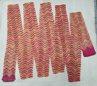 Muslin turban cloth tie-dyed in multiple colours in lahariya (wave) style, From Sekhawati District  Rajasthan. India. c.1900. Its size is near by 8 to 10 miters(20200321_144951).
      