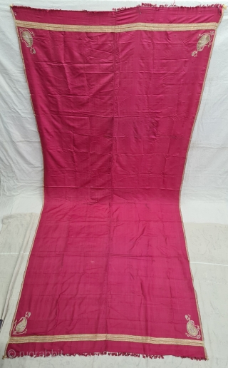 A Very Fine Paithani Plain Weave Dupatta, Its characterised by borders of an oblique Paisley (Ambi)  design,,It’s an Gajji-Silk and zari weave Dupatta,  This type of Dupatta is named after the Paithan  ...