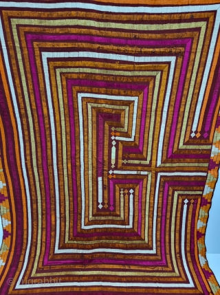 An Unique and Rare Bhul Bhalaya Bagh-Phulkari From East (Punjab) India.

Floss Silk on Hand Spun Cotton khaddar Cloth.

Late 19th Century.

Its size is 125cmX225cm(20230325_123424).          