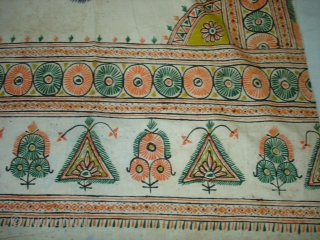 Roghan Art Shamiyana(Marquee)Hanging From Kutch Region of Gujarat India.Made by the Ahir Herders in Kutch.Roghan Means Design Printed on with a mixture of thickened oil and pigment.19th Century.Its size is 163cm X  ...