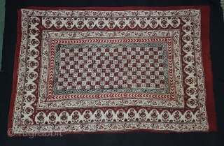 Saudagiri Trade Textiles of Gujarat, Block Printed On Cotton Khadi From Kutch Gujarat, India.C.1900.Its size is 133cmx210cm(165333).                