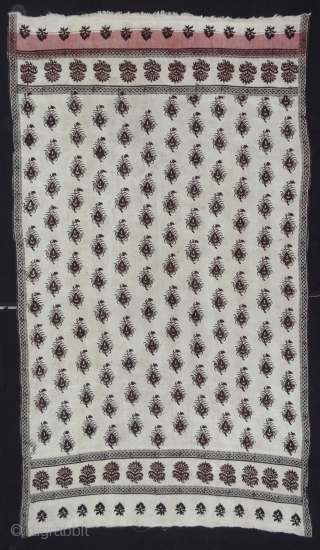 Ceremonial Odhani Block-Printed,Mordant-Dyed Cotton,From Sanganer Rajasthan, India.Its size is 100cmX172cm(DSC05234).                       