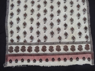 Ceremonial Odhani Block-Printed,Mordant-Dyed Cotton,From Sanganer Rajasthan, India.Its size is 100cmX172cm(DSC05234).                       