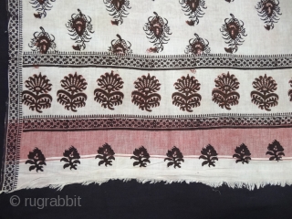 Ceremonial Odhani Block-Printed,Mordant-Dyed Cotton,From Sanganer Rajasthan, India.Its size is 100cmX172cm(DSC05234).                       