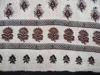 Ceremonial Odhani Block-Printed,Mordant-Dyed Cotton,From Sanganer Rajasthan, India.Its size is 100cmX172cm(DSC05234).                       