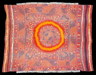 Ceremonial Tie and Dye Odhani ,Its An Single Bandh (One by one Tie and Dye done) odhani From Shekhawati District of Rajasthan. India.Its Very rare Single Bandh Tie and Dye Odhani. Natural  ...