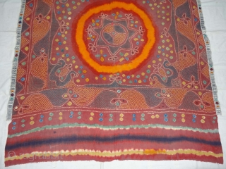 Ceremonial Tie and Dye Odhani ,Its An Single Bandh (One by one Tie and Dye done) odhani From Shekhawati District of Rajasthan. India.Its Very rare Single Bandh Tie and Dye Odhani. Natural  ...