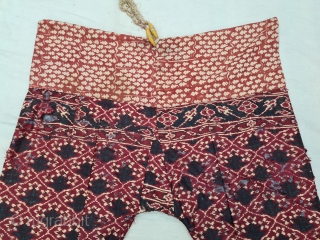 Ejar (Trouser) Silk Double Ikat, Probably Patan Gujarat. India.T his Patola Design Ejar known as Tran-Phul-Bhat (there flowers design) Design. c.1825-1850. Its size is W-128cm, L-115cm (20210310_160418).      