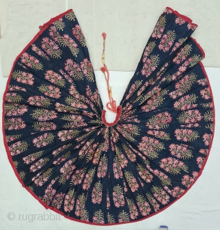 An Very Rare And Very Large Indigo Blue Tree Design, Ghaghra (Skirt) Mordant- And Resist-Dyed Cotton, From Rajasthan India. India. c.1850-1870. Its size is L-68cm,Circle about 1380cm. Approx. (20210330_115934).    