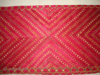 Pillow-Cover,Swat Valley(Pakistan).Cotton embroidered with floss silk.with woolen Braiding and Tassels.Its size is 34cm X 80cm(DSC04559 New).                 