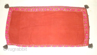 Pillow-Cover,Swat Valley(Pakistan).Cotton embroidered with floss silk.with woolen Braiding and Tassels.Its size is 42cm X 75cm(DSC04568 New).                 