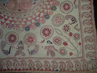 Kantha Quilted and embroidered cotton Kantha Probably From Jessore District of East Bengal(Bangladesh)region.India.Its size is 72cmX80cm(DSC01760 New).                