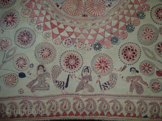 Kantha Quilted and embroidered cotton Kantha Probably From Jessore District of East Bengal(Bangladesh)region.India.Its size is 72cmX80cm(DSC01760 New).                