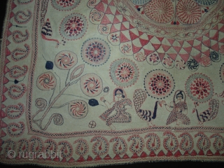 Kantha Quilted and embroidered cotton Kantha Probably From Jessore District of East Bengal(Bangladesh)region.India.Its size is 72cmX80cm(DSC01760 New).                