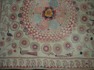 Kantha Quilted and embroidered cotton Kantha Probably From Jessore District of East Bengal(Bangladesh)region.India.Its size is 72cmX80cm(DSC01760 New).                