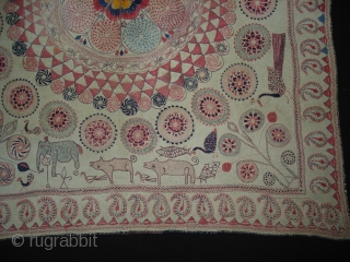 Kantha Quilted and embroidered cotton Kantha Probably From Jessore District of East Bengal(Bangladesh)region.India.Its size is 72cmX80cm(DSC01760 New).                