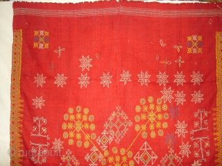 Hand Embroidery(Wool)Odhani Probably From Shekhawati District of Rajasthan.India.known As Lugari.Its Size is 130cmx195cm(DSC00904 New).                   