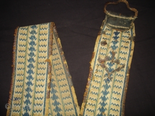 Lahariya Design Tung The Camel Decoration Belt From Rajasthan, India.Made on cotton and in Indigo Blue Colour. C.1900. Its size is 10cmx270cm(DSC04890 New).          