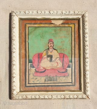 A Pichwai Portrait of Tilkayat Girdhar ji, Head Priest of the Shri Nath Ji Temple At Nathdwara North-India. India. Late 19th Early 20th Century.Its size 16cmX20cm(104110 ).      