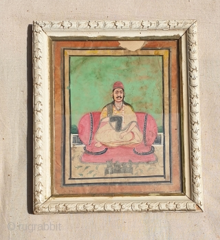 A Pichwai Portrait of Tilkayat Girdhar ji, Head Priest of the Shri Nath Ji Temple At Nathdwara North-India. India. Late 19th Early 20th Century.Its size 16cmX20cm(104110 ).      