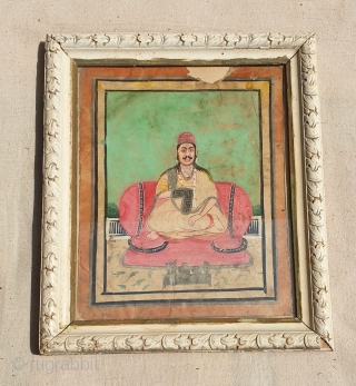 A Pichwai Portrait of Tilkayat Girdhar ji, Head Priest of the Shri Nath Ji Temple At Nathdwara North-India. India. Late 19th Early 20th Century.Its size 16cmX20cm(104110 ).      