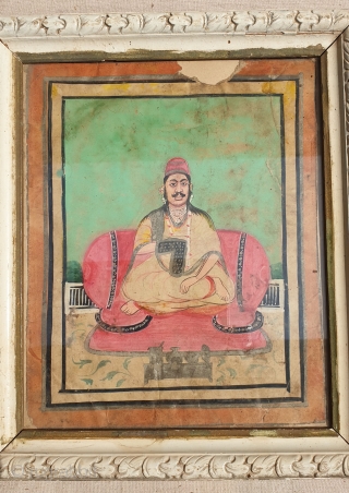 A Pichwai Portrait of Tilkayat Girdhar ji, Head Priest of the Shri Nath Ji Temple At Nathdwara North-India. India. Late 19th Early 20th Century.Its size 16cmX20cm(104110 ).      