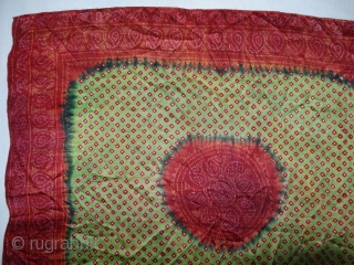 Tie And Dye Rumal, Gajji-Silk From Kutch,Gujarat, India.C.1900.Belongs Khatri Muslim dyers Community of Kutch Gujarat for there Wedding use.Its size is 61cmX70cm(DSC05419).           